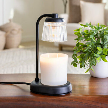 Fluted Glass Lamp Candle Warmer Black