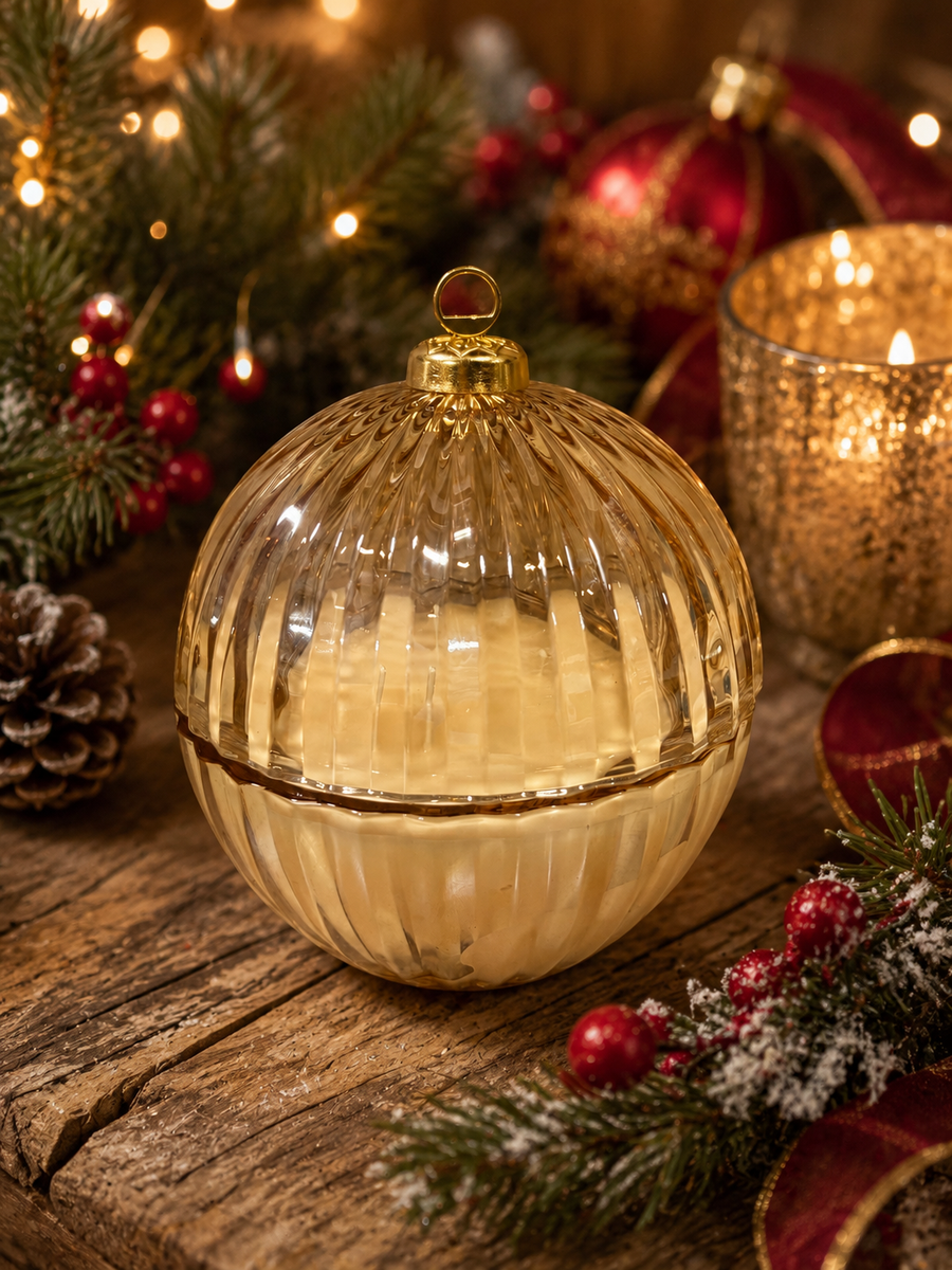 Home for the Holidays – 12 oz 3-Wick Soy Wax Ornament Candle
