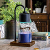 Arched candle warmer lamp black and wood