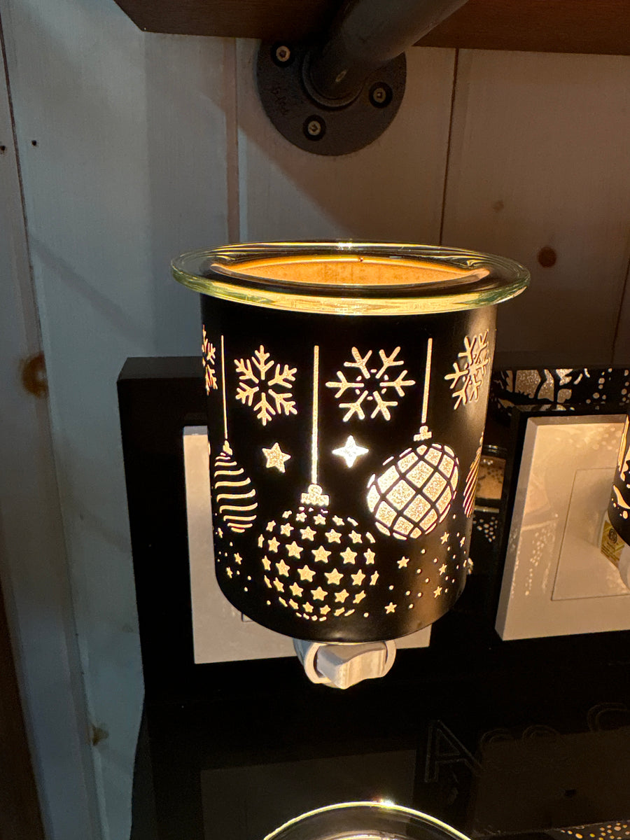 Night light glass warmer black season greeting