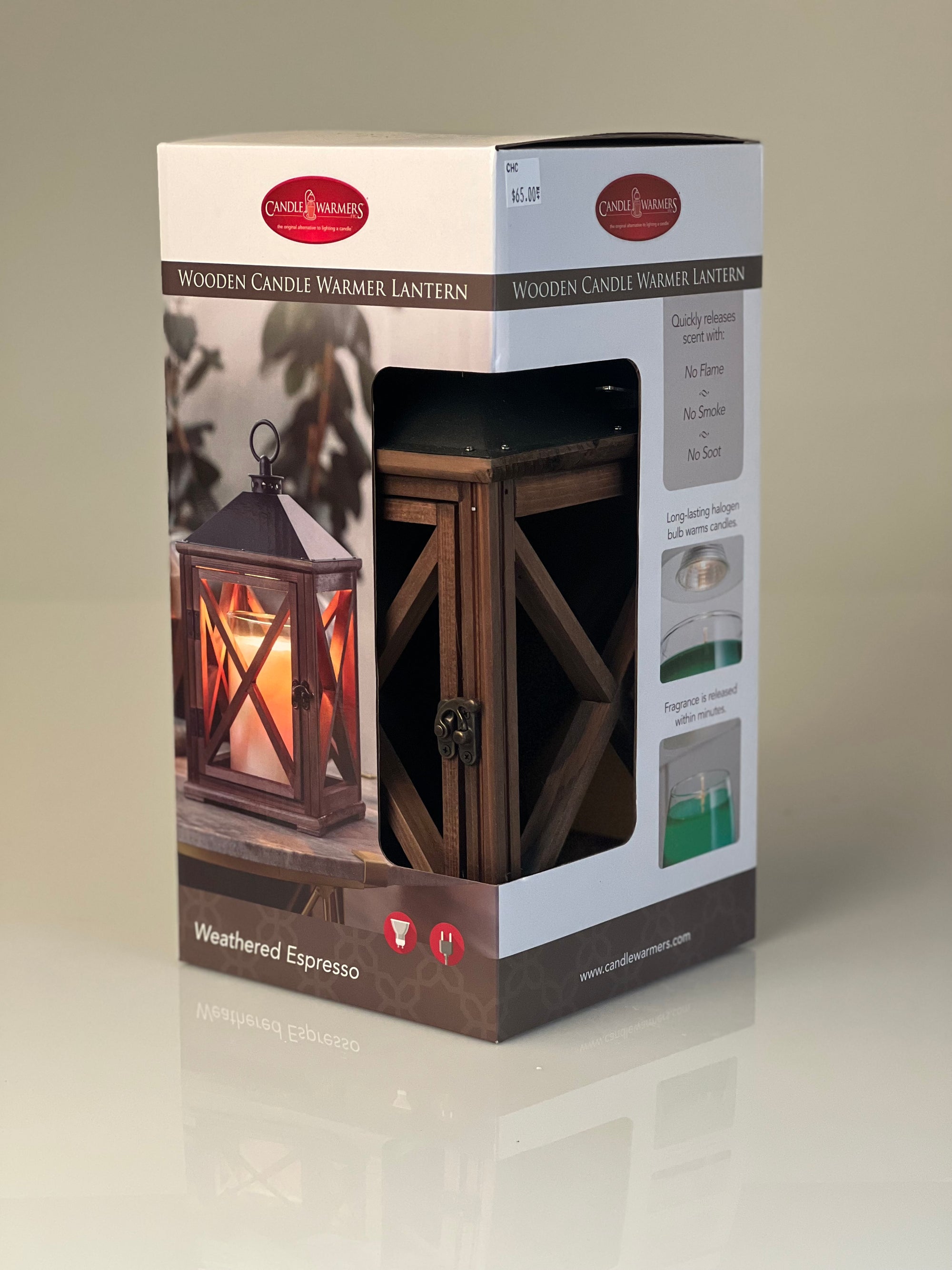 Weathered Espresso Wooden Candle Warmer Lantern