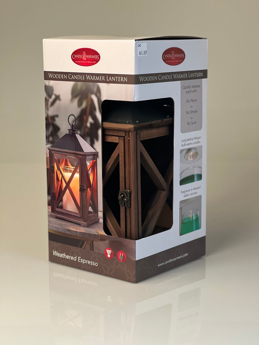 Weathered Espresso Wooden Candle Warmer Lantern